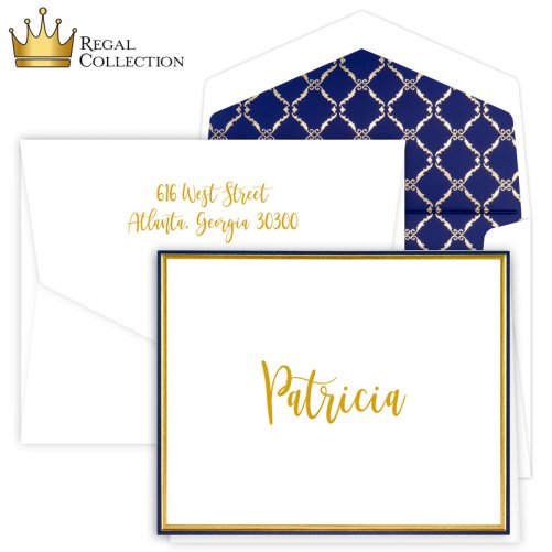 Gold & Navy Minuet Folding Note