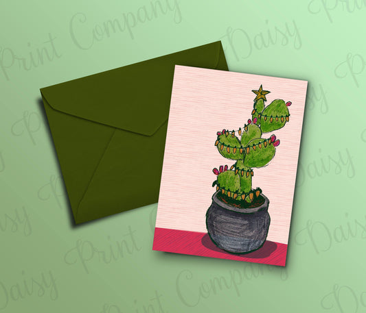Texas Christmas Card - "Prickly Pear Tree" Set of 5 Cards