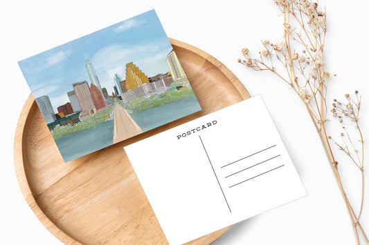 Austin City Skyline - Austin Series Painting Post Cards