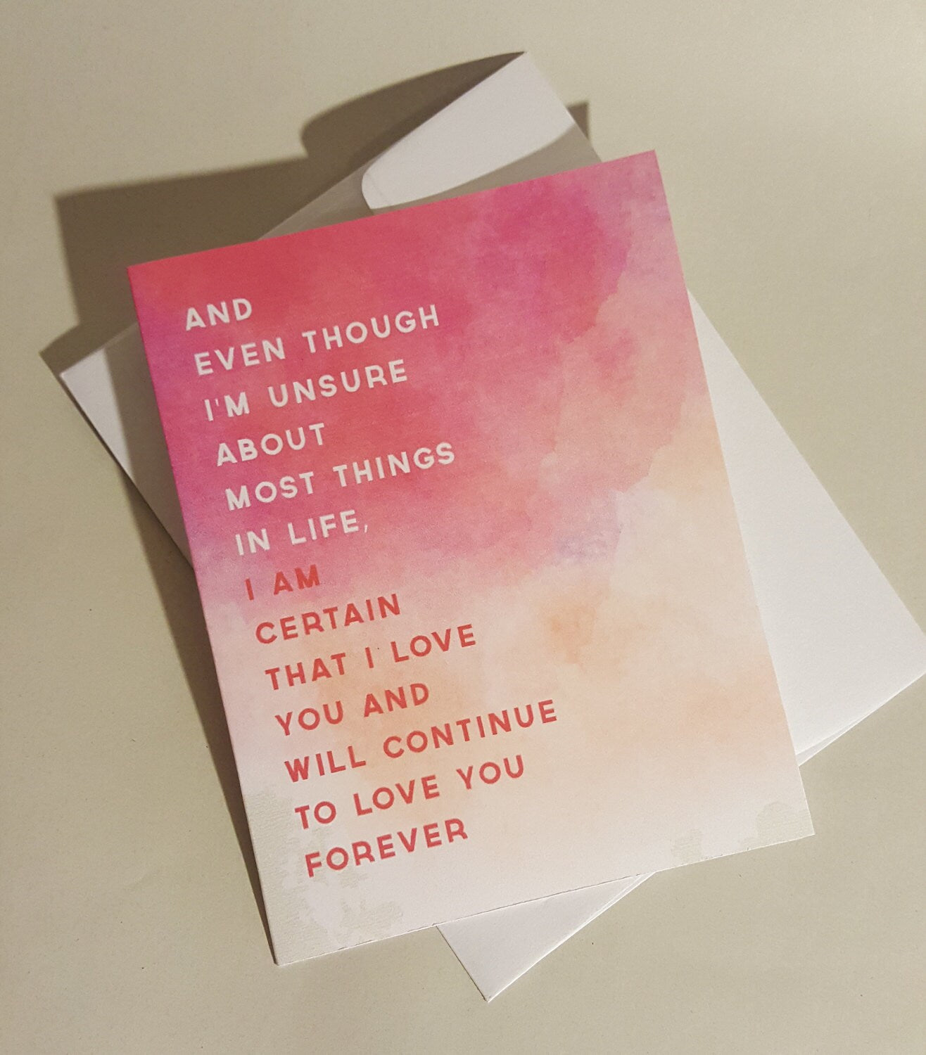 Watercolor Quote Valentine's Day Card