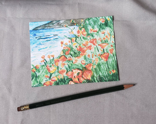 California Poppy - State Flower Watercolor Painting Post Cards