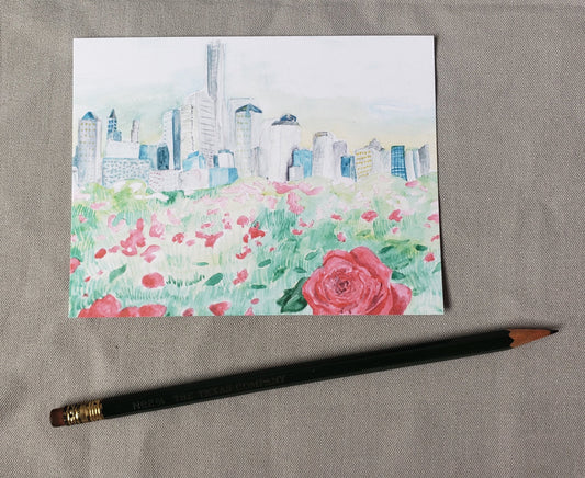 New York Rose - State Flower Watercolor Painting Post Cards