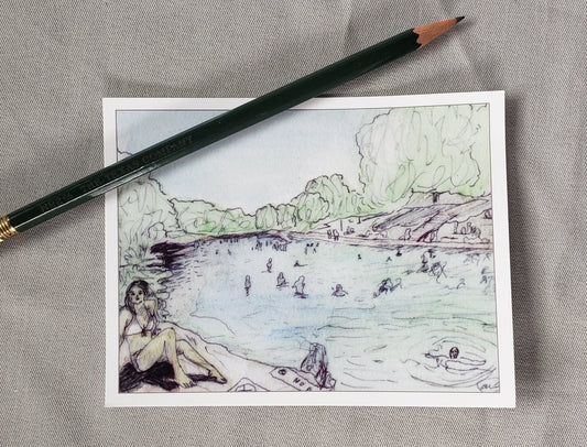 Barton Springs Pool - Austin Series Painting Post Cards