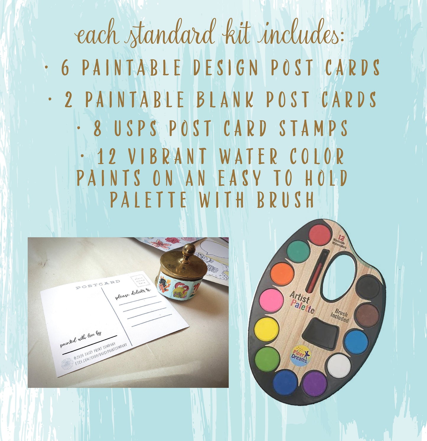 Paint Your Own Watercolor Post Card Kit - Standard