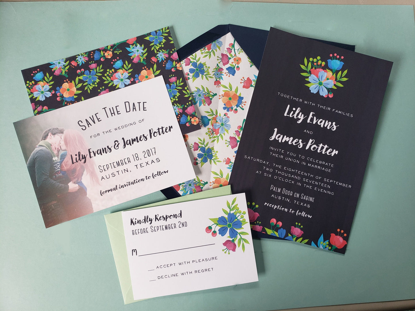 Fun Floral - Wedding Invitation Sample Set