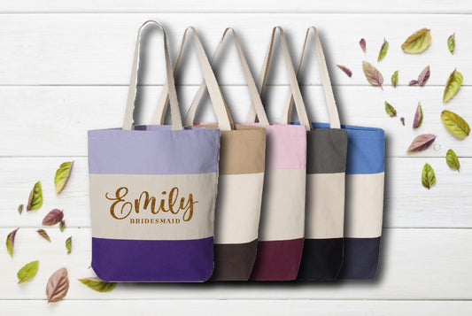 Tri-Color Stripe Canvas Tote Bag - personalize with any design!